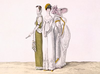 थ्री पैरिसियन ग्रेस, ले बोन बॉरे से प्लेट 16, c.1810 (रंग उत्कीर्णन) द्वारा फ्रेंच स्कूल