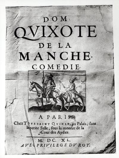 Guerin de Bouscal, 1640 द्वारा डोम क्विक्सोट ऑफ़ ला मंच कॉमेडी का शीर्षक पृष्ठ द्वारा फ्रेंच स्कूल