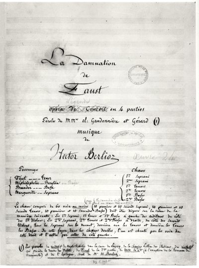हेक्टर बर्लियोज़ (1803-69) 1846 द्वारा &39;ला डेमनेशन डे फॉस्ट&39; का शीर्षक पृष्ठ द्वारा फ्रेंच स्कूल