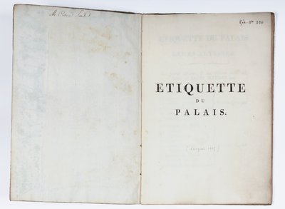 शिष्टाचार के शीर्षक पृष्ठ du Palais, Lucca, 1805 (मुद्रित पत्र) द्वारा फ्रेंच स्कूल