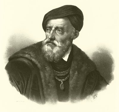 Tiziano Vecelli या Tiziano Vecellio, अंग्रेजी में Titian के रूप में जाना जाता है, चित्र (उत्कीर्णन) द्वारा फ्रेंच स्कूल