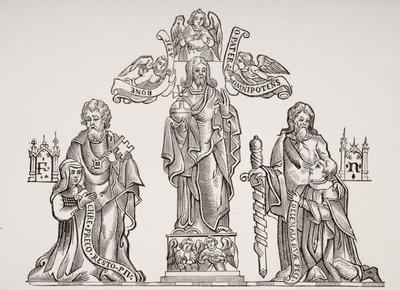निकोलस फ़्लामेल (C.1330-c.1418) और उनकी पत्नी पर्नेल का चित्रण करने वाली मकबरे की सजावट, पॉल मैरोइक्स (1806-84) द्वारा ली मोयेन एज एट ला पुनर्जागरण से पेरिस के कब्रिस्तान में सजावट के बाद, उनकी पत्नी पर्नेल। द्वारा फ्रेंच स्कूल