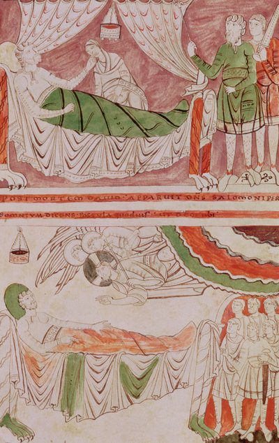 सेंट वैस्ट की बाइबिल से टोम 1, सुश्री 1589 f.128v किंग डेविड और ड्रीम ऑफ सोलोमन द्वारा फ्रेंच स्कूल