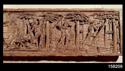 ब्राजील से लकड़ी का व्यापार, c.1550 (लकड़ी) द्वारा French School