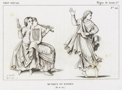 आठवीं शताब्दी, लुई प्रथम का शासन, संगीत और नृत्य (उत्कीर्णन) द्वारा फ्रेंच स्कूल