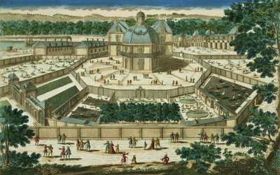 Antoine Aveline (1691-1743) द्वारा उकेरे गए वर्साइल में सैलून डे ला मेनाजेरी का दृश्य और परिप्रेक्ष्य द्वारा फ्रेंच स्कूल