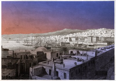 अल्जीयर्स का दृश्य। (उत्कीर्णन, सीए। 1850) द्वारा फ्रेंच स्कूल