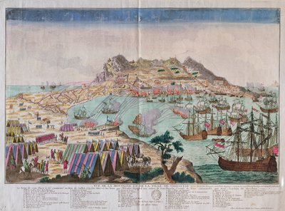 1779 की घेराबंदी के दौरान जिब्राल्टर के रॉक एंड टाउन का दृश्य द्वारा फ्रेंच स्कूल
