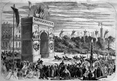 नेपोलियन III (1808-1873) और इम्प्रेस यूजनी (1826-1920) की कैन (कैल्वाडोस) की यात्रा द्वारा फ्रेंच स्कूल