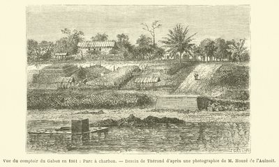 1861 में गैबॉन काउंटर का दृश्य, चारकोल पार्क (उत्कीर्णन) द्वारा फ्रेंच स्कूल