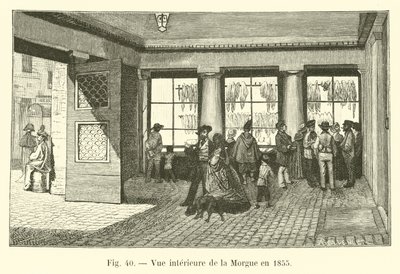 1855 में मुर्दाघर का आंतरिक दृश्य द्वारा French School