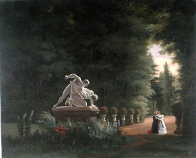 पेरिस में फोली-ब्यूजॉन में घूमना, c.1830 (कैनवास पर तेल) द्वारा फ्रेंच स्कूल