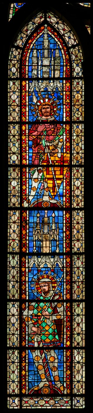 St Exupery और St Demetrius को दर्शाती विंडो w203 द्वारा फ्रेंच स्कूल