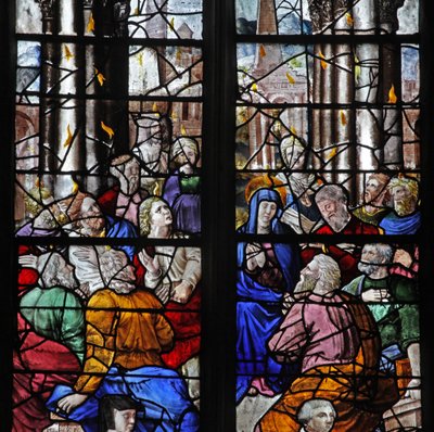 Pentecost को दर्शाती विंडो w5 द्वारा फ्रेंच स्कूल