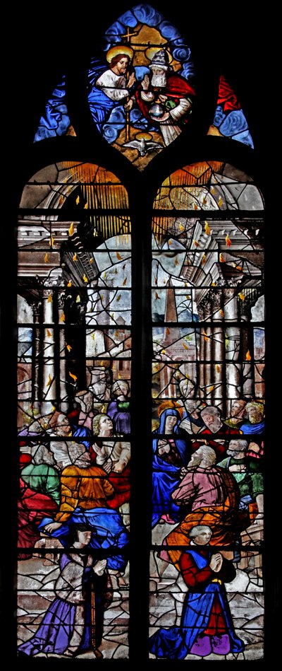 Pentecost को दर्शाती विंडो w5 द्वारा फ्रेंच स्कूल
