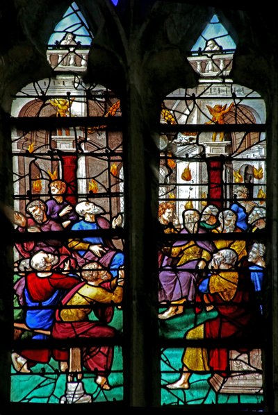 Pentecost को दर्शाती विंडो w6 द्वारा फ्रेंच स्कूल