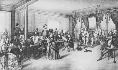 पेरिस कैफे में अल्जीयर्स की महिलाएं, c.1860 (उत्कीर्णन) द्वारा फ्रेंच स्कूल