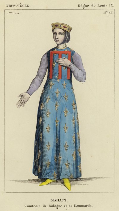 XIII सदी, लुई IX का शासन, महावत, बोलोग्ने की काउंटेस और दममार्टिन (रंगीन उत्कीर्णन) द्वारा फ्रेंच स्कूल