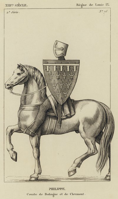 XIII सदी, लुई IX का शासन, फिलिप, बोलोग्ना की गणना और क्लेरमोंट (उत्कीर्णन) द्वारा फ्रेंच स्कूल
