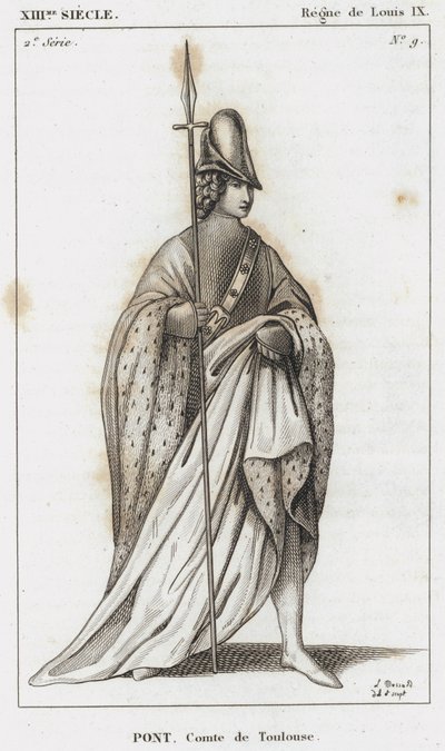 XIII सदी, लुई IX का शासन, पोंट, टूलूज़ की गणना (उत्कीर्णन) द्वारा फ्रेंच स्कूल