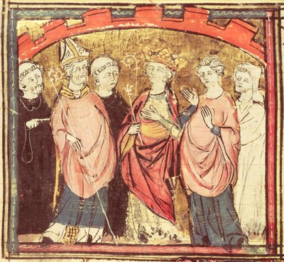 F.73r डेगोबर्ट I (605-39), फ्रांस के राजा, ग्रैंड क्रोनिक्स डे फ्रांस से 1375-79 द्वारा फ्रेंच स्कूल