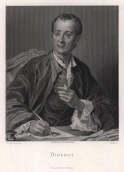 लेखक, निबंधकार और दार्शनिक डेनिस डिडरॉट का चित्र 1713-1784, 18वीं शताब्दी के मध्य में द्वारा फ्रेंच मास्टर।