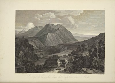 कोच द्वारा तैयार एंडीज के कॉर्डिलेरा में क्विंडियू का मार्ग, अलेक्जेंडर वॉन हंबोल्ट और एमी बोनपलैंड द्वारा 'अमेरिका के स्वदेशी लोगों के कॉर्डिलेरा और स्मारकों के दृश्य' से चित्रण। द्वारा फ्रेडरिक अलेक्जेंडर बैरन वॉन (बाद) हम्बोल्ट