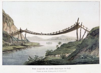 अलेक्जेंडर वॉन हंबोल्ट (अलेक्जेंडर डी हम्बोल्ट) के एक चित्र के आधार पर दक्षिण अमेरिका में रोप सस्पेंशन ब्रिज द्वारा फ्रेडरिक अलेक्जेंडर बैरन वॉन (बाद) हम्बोल्ट