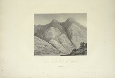 मार्चैस द्वारा तैयार किए गए सिला डे काराकस का दृश्य, गुलदस्ता द्वारा उकेरा गया, अलेक्जेंडर वॉन हंबोल्ट और एमी बोनपलैंड द्वारा 'अमेरिका के स्वदेशी लोगों के कॉर्डिलरस और स्मारकों के दृश्य' से चित्रण। द्वारा फ्रेडरिक अलेक्जेंडर बैरन वॉन (बाद) हम्बोल्ट