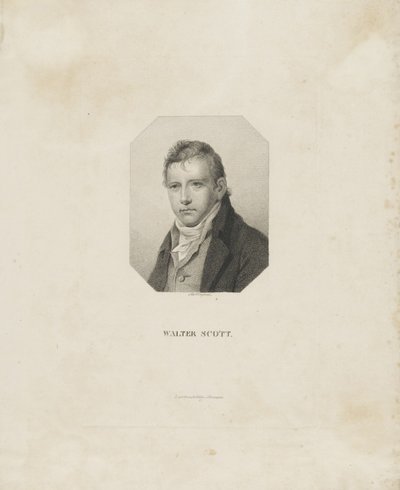 ऐतिहासिक उपन्यासकार और कवि सर वाल्टर स्कॉट 1771-1832, सीए 1825 का चित्रण। द्वारा फ्रेडरिक विल्हेम बोलिंगर