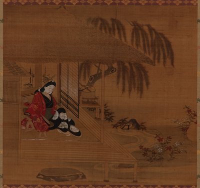 गार्डन, इंटीरियर और बैठी हुई लड़की, ईदो काल, 1615-1868। द्वारा फुरुयामा मोरोशिगे