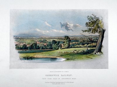 1836 में ग्रीनविच रोड के पीछे से लंदन और ग्रीनविच रेलवे का दृश्य द्वारा जीएफ ब्रैग
