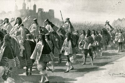 टॉवर से अंतिम जुलूस: 22 अप्रैल, 1661 को टॉवर हिल पर चार्ल्स द्वितीय और उनके रिटिन्यू द्वारा जीएस अमतो