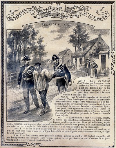 1789: मनुष्य और नागरिक के अधिकारों की घोषणा: कानून का सम्मान। "नैतिकता और नागरिक शिक्षा की अनूठी पुस्तक, प्राथमिक विद्यालय के तीन पाठ्यक्रमों और लाइसी और कॉलेजों की प्राथमिक कक्षाओं के छात्रों के लिए अभिप्रेत है, ड्यूक्सी द्वारा जी। दासचर