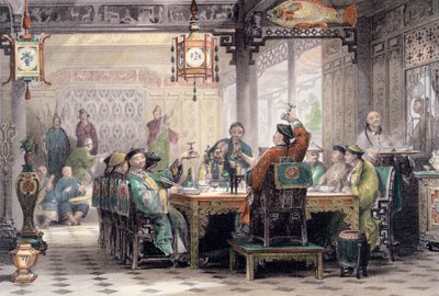 एक मंदारिन हाउस में डिनर पार्टी, चीन, 1843 द्वारा जी पैटरसन
