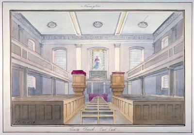 होली ट्रिनिटी चर्च, न्यूटन, साउथवार्क, लंदन, 1826 के पूर्वी छोर का आंतरिक दृश्य द्वारा जी येट्स