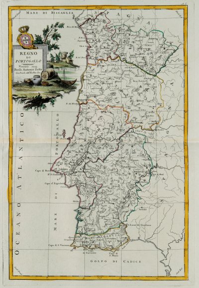 पुर्तगाल का साम्राज्य, 1776 में वेनिस में प्रकाशित एंटोनियो जट्ट, प्राइवेट कलेक्शन द्वारा प्रकाशित सबसे नए एटलस के टोम I से लिया गया। द्वारा जी। जुलियानी