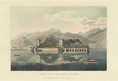 1820 से पहले सुंदर द्वीप इसोला बेला, लागो मैगीगोर का दृश्य। द्वारा गेब्रियल लुडविग लॉरी
