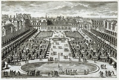 पेरिस में Parc du Palais Royal का दृश्य। पेरेल द्वारा उत्कीर्णन, 17वीं शताब्दी के अंत में। द्वारा गेब्रियल पेरेल