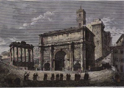 सेप्टिमस VI, द फोरम, रोम का आर्क, गेटानो कोताफावी की श्रृंखला से, c.1850 (स्टील उत्कीर्णन) द्वारा गेटानो कोताफ़ावी