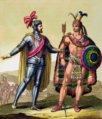 हर्नांडो कोर्टेस और मोंटेज़ुमा II, मैक्सिको के बीच मुठभेड़, 1519 c1820-1839 द्वारा गैलो गैलीना