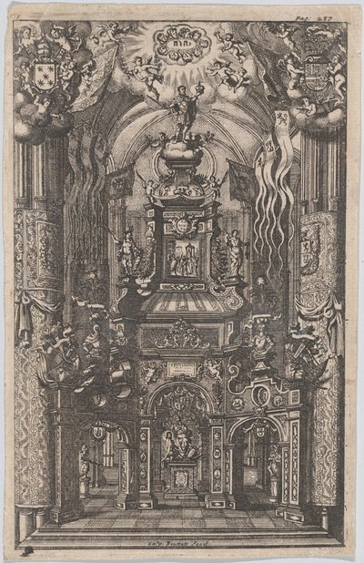 फर्डिनेंड के लिए Catafalque, एक अज्ञात किताब से, ca. 1660-95। द्वारा गैस्पार बुट्टेट्स