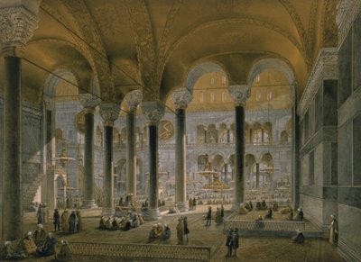 हागिया सोफिया, प्लेट 6: नॉर्थ नेव, लुई हेघे (1806-85) द्वारा उत्कीर्ण 1852 द्वारा गैसपार्ड फोसाटी