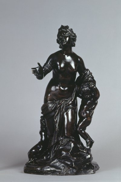 लैटोना और उसके बच्चे, अपोलो और डायना, c.1671 (लाखयुक्त पेटिना के साथ कांस्य) द्वारा गैस्पर्ड मार्सी