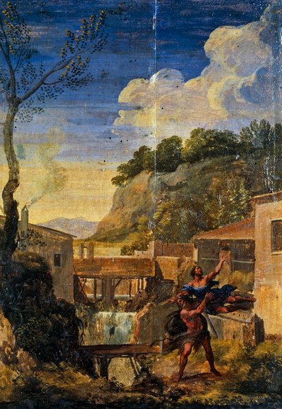 हरक्यूलिस और एंटेयस के साथ ग्रामीण इलाकों (कैनवास पर तेल) द्वारा Gaspard Poussin (विद्यालय) दुघेतो