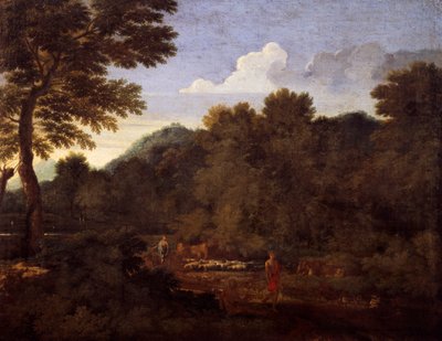 भेड़ के झुंड के साथ लैंडस्केप, Gaspard Dughet (1615-1675) द्वारा, कैनवास पर तेल, 50x66 सेमी। द्वारा गैसपार्ड पौसिन दुगेट