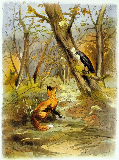 ला फोंटेन की कल्पित कहानी: द क्रो एंड द फॉक्स (चित्रण, सी। 1900) द्वारा गैस्टन जेल्बर्ट