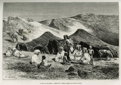 मेरे गाइड की नेज़ला (रिश्तेदार)। 1874-1878 में, एडौर्ड चार्टन (1807-1890) के निर्देशन में, टूर डू मोंडे में प्रकाशित, वी.लार्गेउ द्वारा, अल्जीरियाई सहारा को चित्रित करने के लिए जी.वुइलियर द्वारा उत्कीर्णन द्वारा गैस्टन वूलीयर