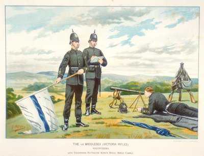 झंडे, c1880 का उपयोग करके एक सेमाफोर सिग्नल भेजना द्वारा जेफ्री डगलस गिल्स