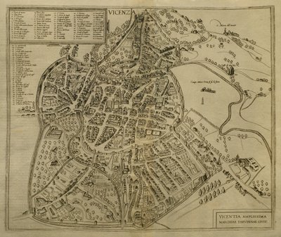 , C.1580 &39;विश्व&39; से विसेंज़ा चित्रण का मानचित्र द्वारा Georg Braun und Franz Hogenberg